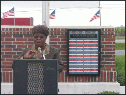 Carolyn Brown speaking at the dedication